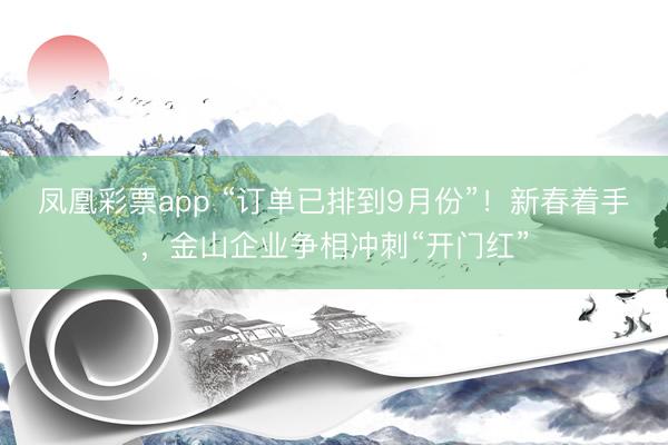 凤凰彩票app “订单已排到9月份”！新春着手，金山企业争相冲刺“开门红”